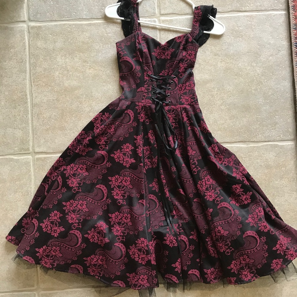 Hearts And Roses Gothic Black And Red Dress US Siz